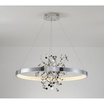 Ring LED Chandelier with Mirror Gold Sparkle