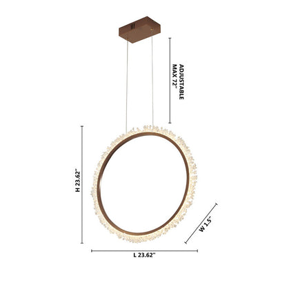 Gold LED Crystal Ring Chandelier