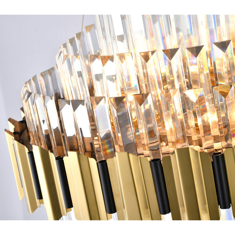 Gold Chandelier With Clear Hanging Crystals