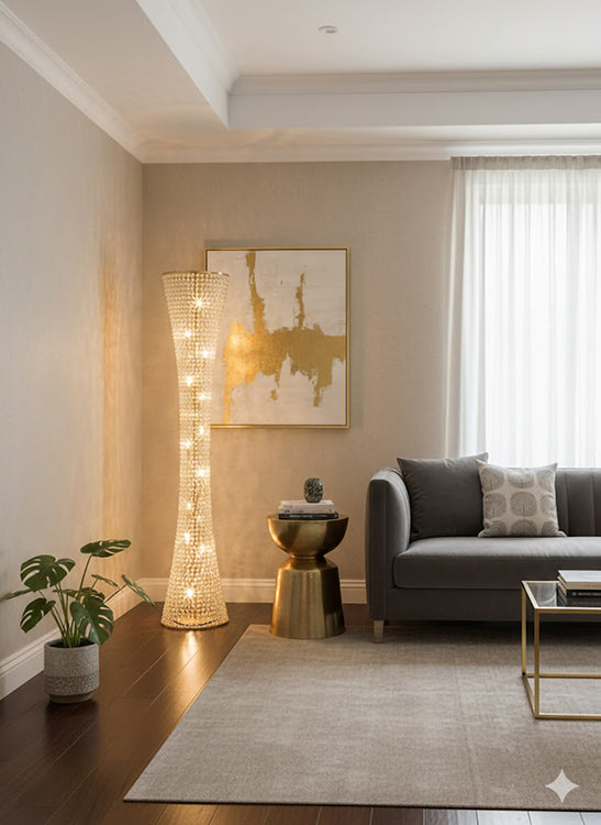Clear Crystal Beaded Floor Lamp