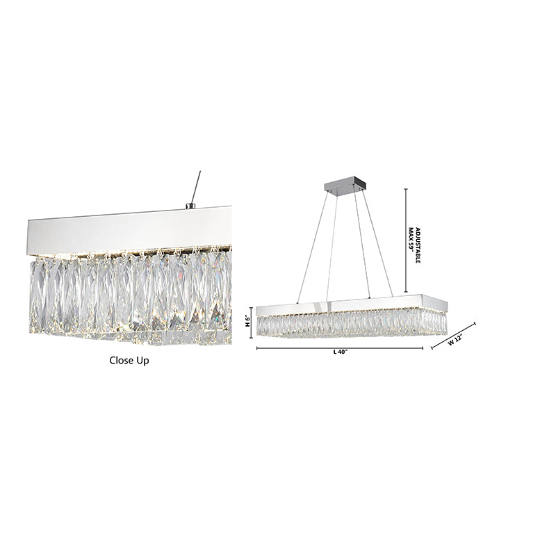 Chrome LED Chandelier with Hanging Crystals