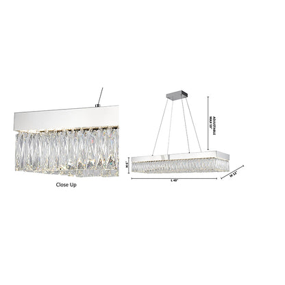 Chrome LED Chandelier with Hanging Crystals