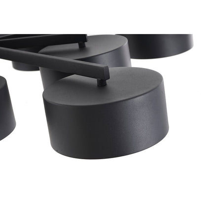 Black/Gold Frame Light Fixture with Black Shades and White Frosted Diffusers