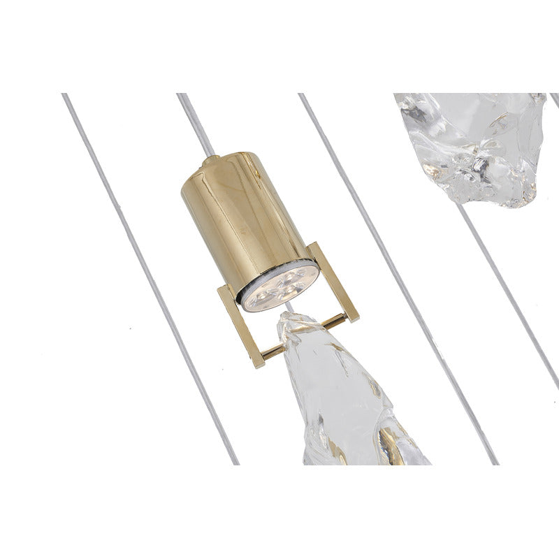 Brushed Gold Chandelier With Crystal Pendants