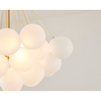 Gold Plated Frame Chandelier featuring White Frosted Glass Hanging Shades