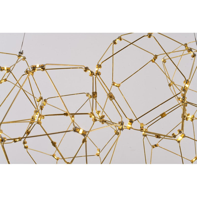 Gold LED Star Net Chandelier with Gold Hardware