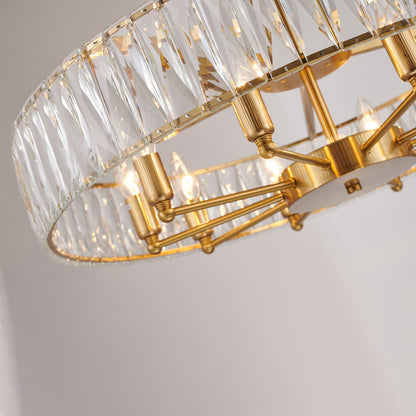 Round Gold Chandelier With A Clear Crystal Band