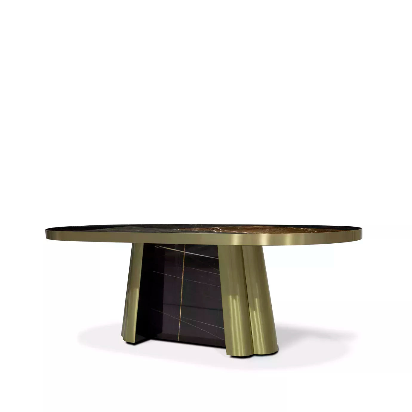 Decodiva Black & Gold Granite Dining Table