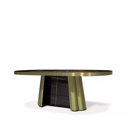 Decodiva Black & Gold Granite Dining Table