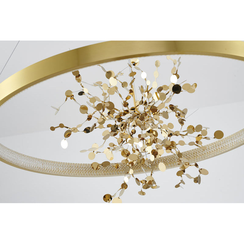 Ring LED Chandelier with Mirror Gold Sparkle