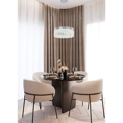 Chrome LED Chandelier with Hanging Crystals