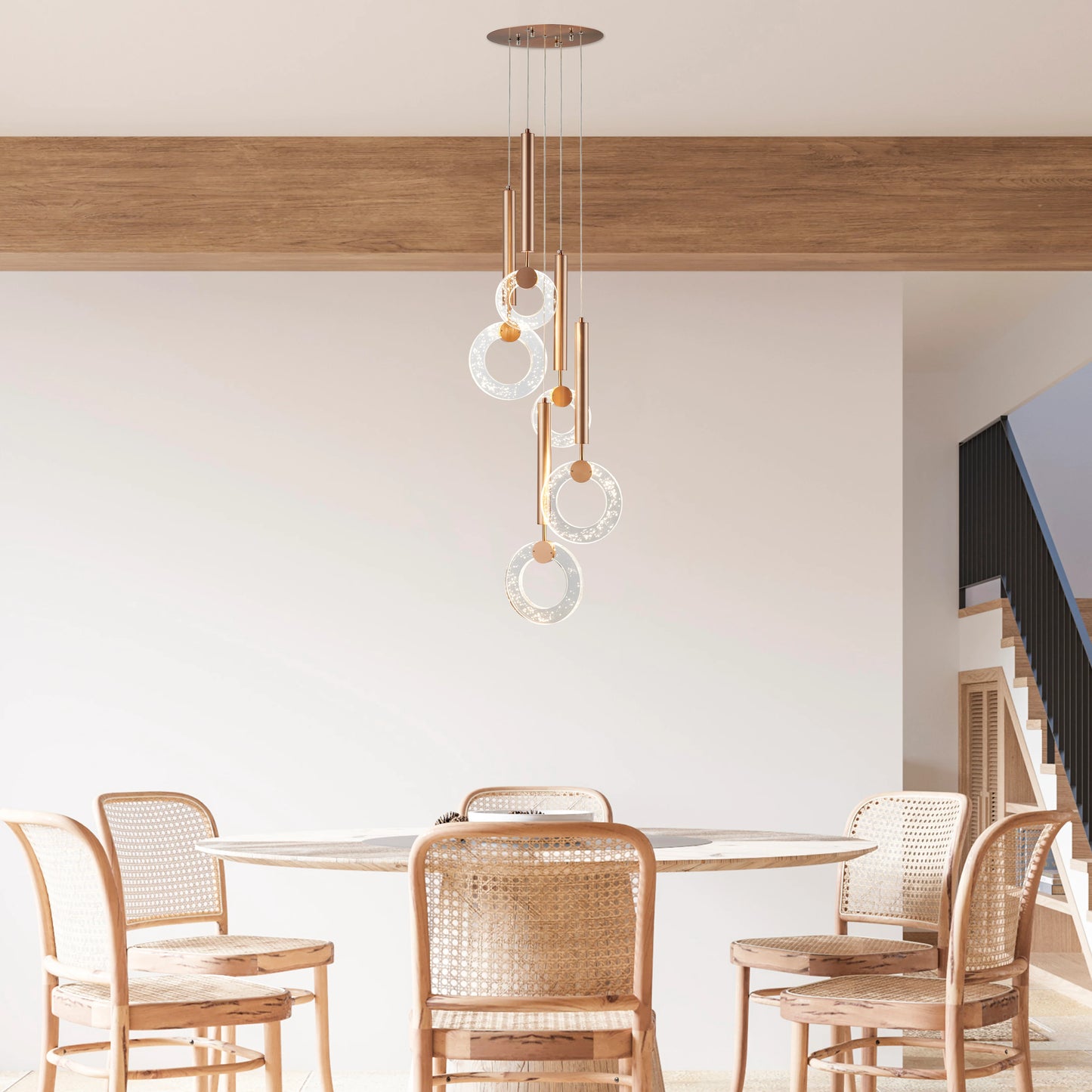 Glitter Rings Flush Bronze Chandelier