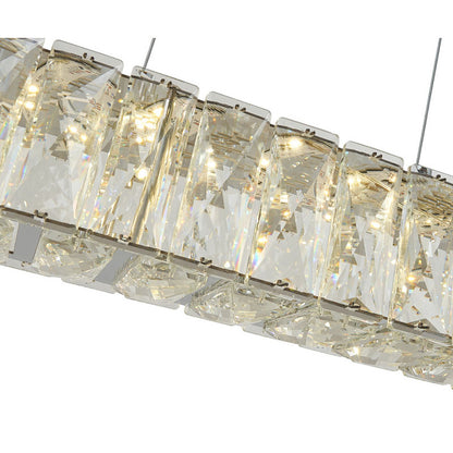 Long Rectangular Chrome LED Chandelier