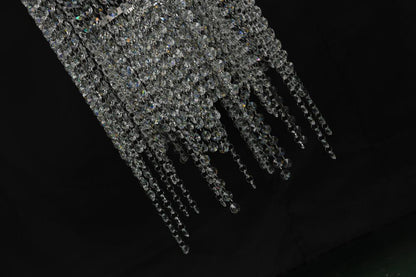 Chrome Flushed Chandelier featuring Clear Hanging Crystals