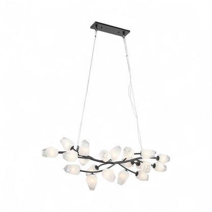Black Branch Frame Chandelier with White Glass Shades