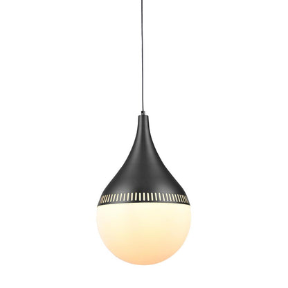 Black Frame Pendant with Milk White Glass Shade