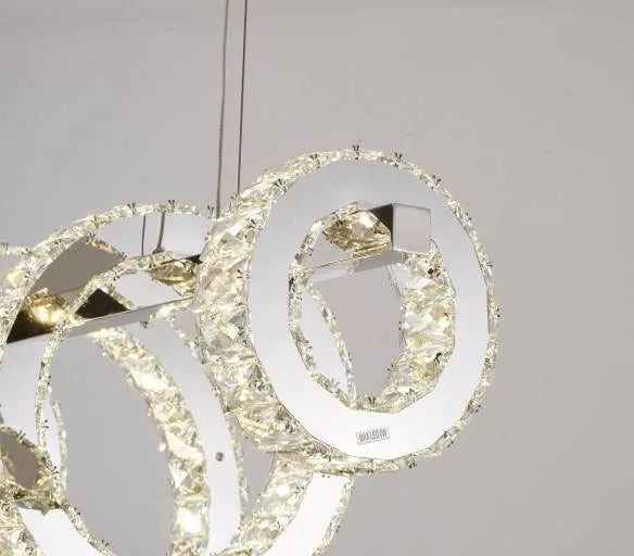 Five-Ring Chrome Crystal LED Chandelier