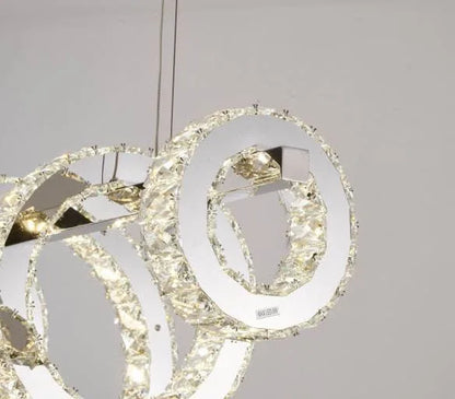 Five-Ring Chrome Crystal LED Chandelier