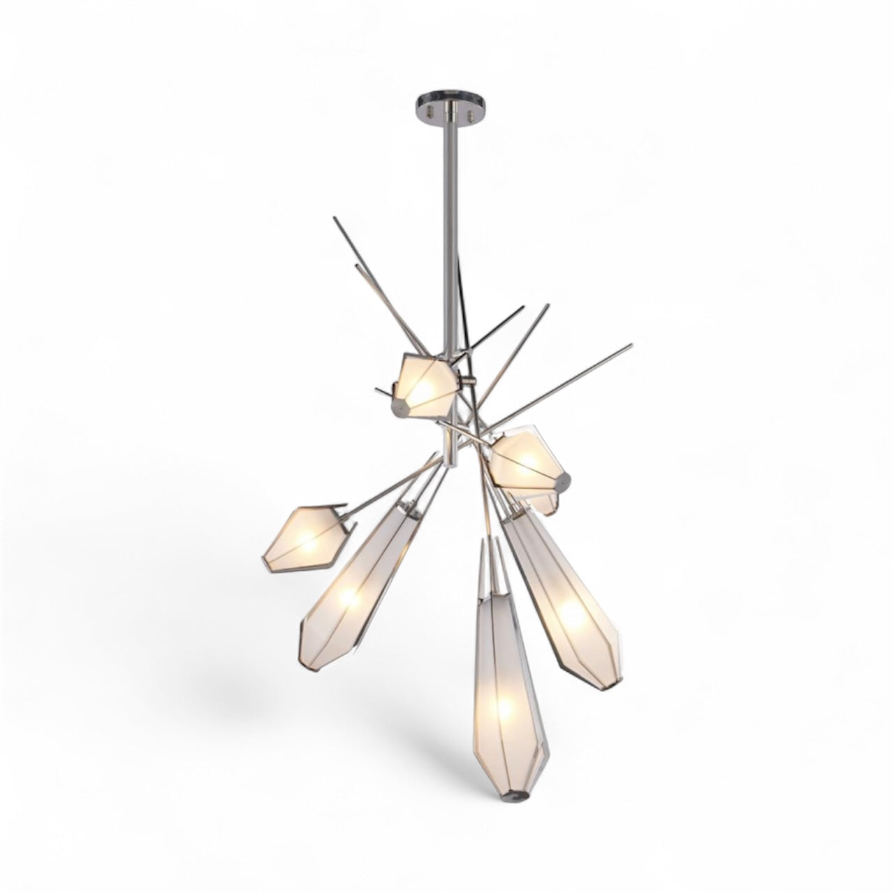 Metal Chandelier with Frosted Glass Shades