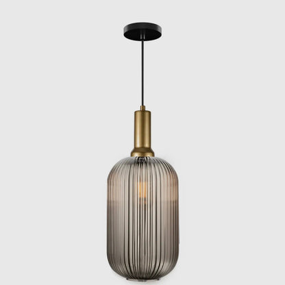 White Ribbed Glass Pendant