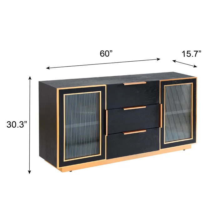 Ebony and Gold Wooden Cabinet