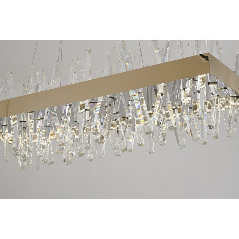 Gold Rectangular Crystal LED Chandelier