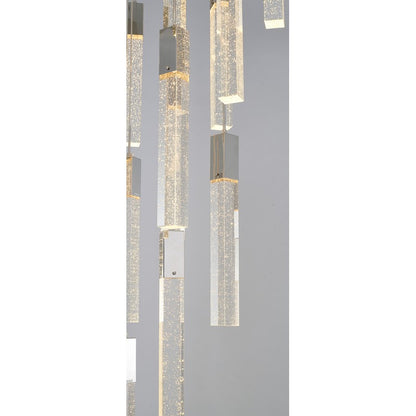 Flushed Matte Black Frame Chandelier with Hanging Clear Bubble Block Crystals