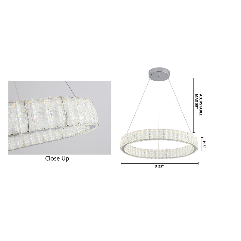 Clear Spotted Crystal Halo Ring Chandelier