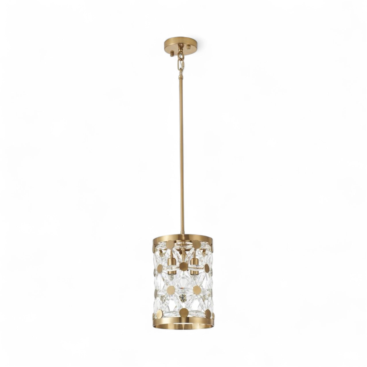 Copper Pendant Light with Clear Crystal Star Detailing