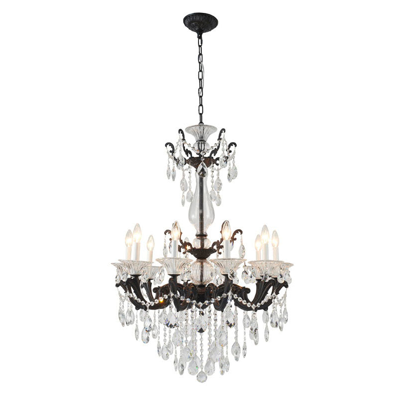 Satin Black 10-Light Crystal Chandelier