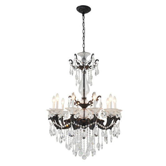 Satin Black 10-Light Crystal Chandelier