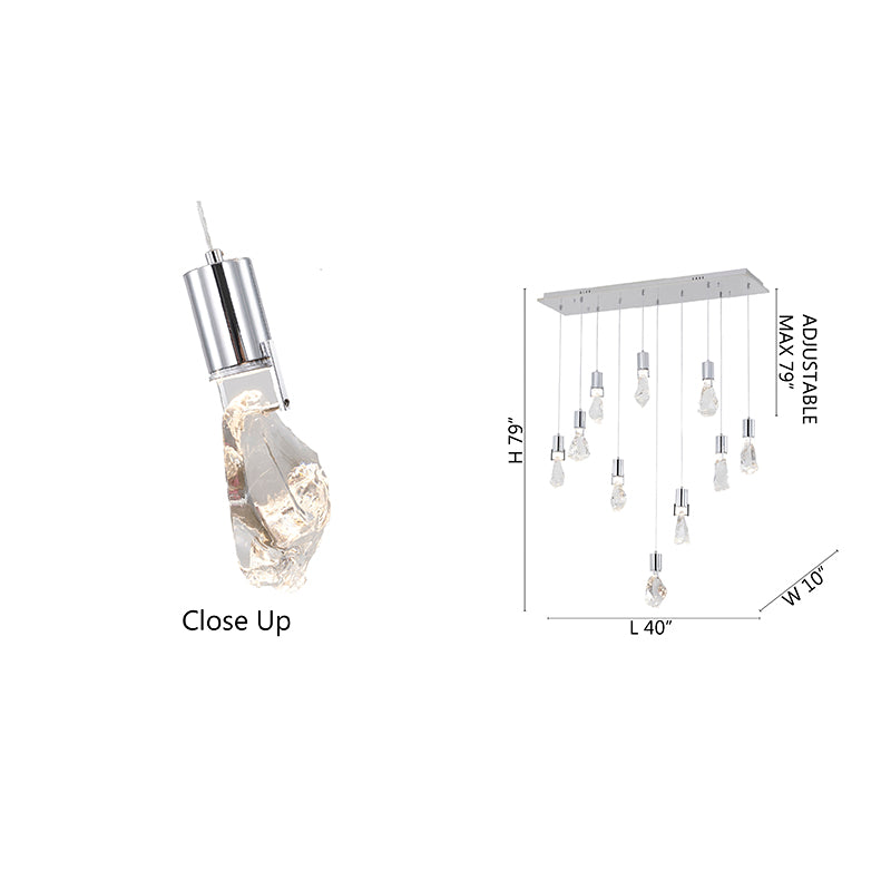 Island Light with Clear Crystal Stone Pendants