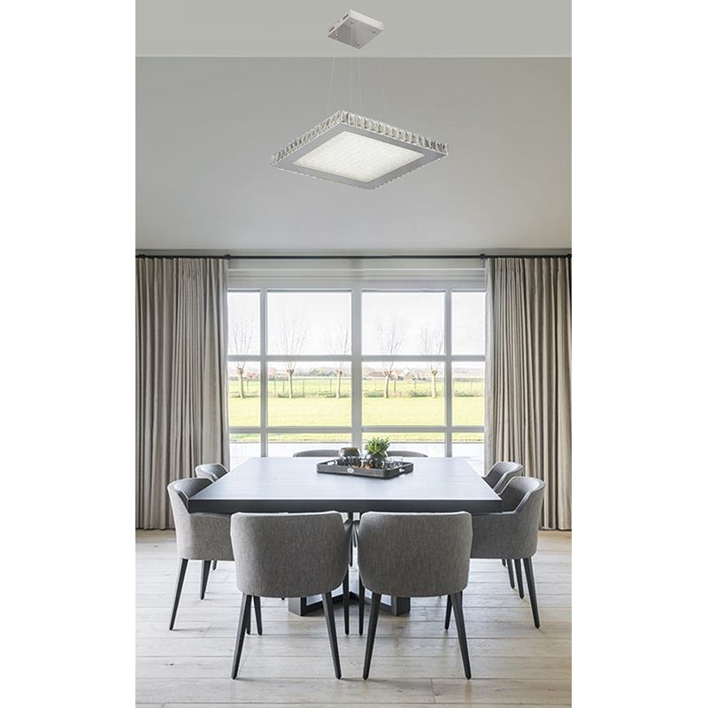 Square Clear Crystal LED Chandelier