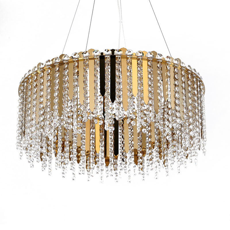Gold Chandelier With Clear Hanging Crystal Beads