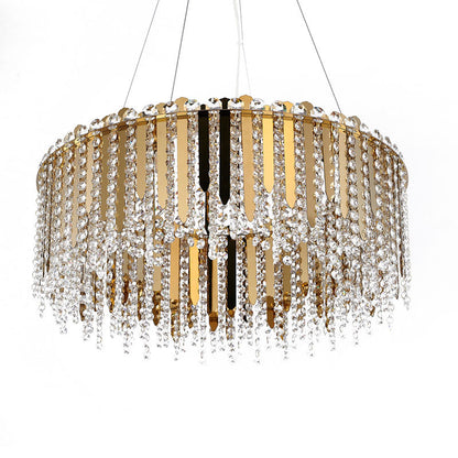 Gold Chandelier With Clear Hanging Crystal Beads