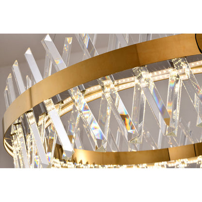 Round Gold Frame Chandelier With Clear Crystals