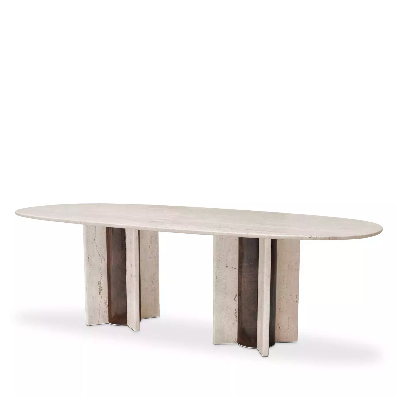 Paris Travertine Marble Oval Dining Table