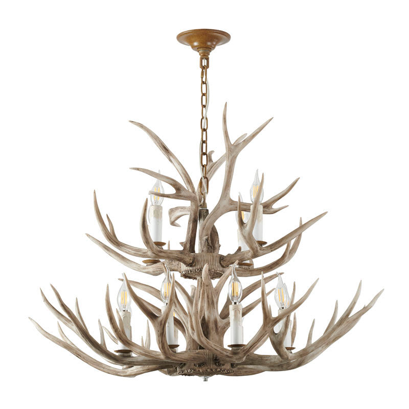 Two Tier Polyresin Antler Horn Chandelier