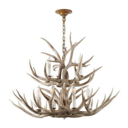 Two Tier Polyresin Antler Horn Chandelier