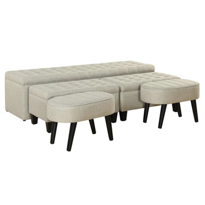 Set of 3 Storage Benches With 2 Ottomans (5-Piece Set)