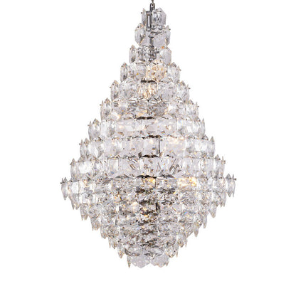 Chrome Frame Chandelier With Clear Hanging Crystals