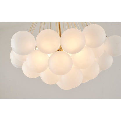 Gold Plated Frame Chandelier featuring White Frosted Glass Hanging Shades