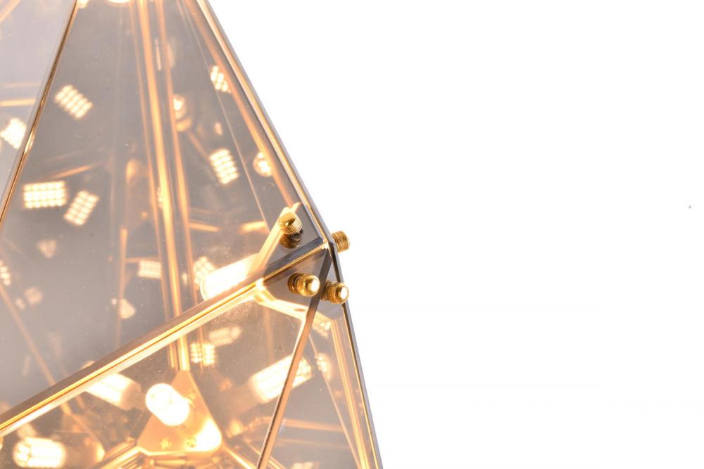 Gold Framed Prism Chandelier with a Smoke Glass Shade