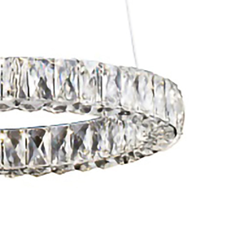 Chrome LED Chandelier – Clear Crystal Halo Ring Pendant Light