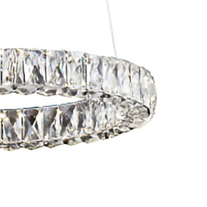 Chrome LED Chandelier – Clear Crystal Halo Ring Pendant Light