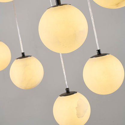 Black Chandelier With Alabaster Pendants