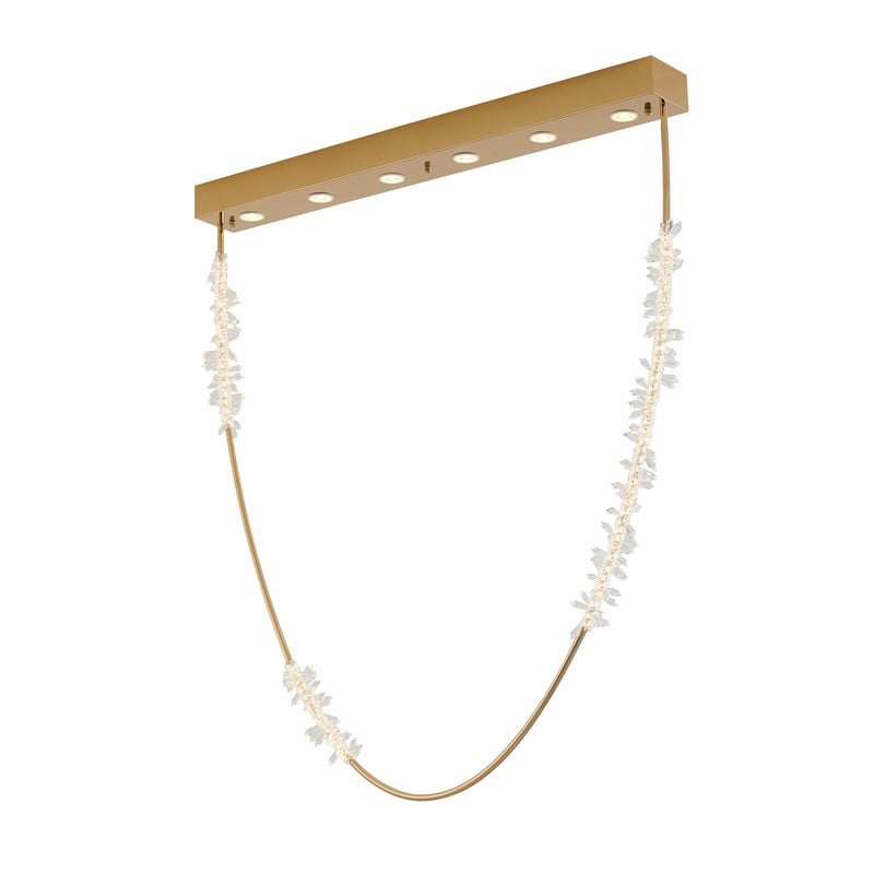 Gold Hairline Hoop Rope Chandelier with Crystals