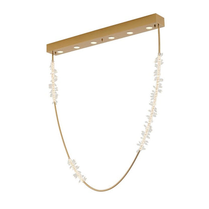 Gold Hairline Hoop Rope Chandelier with Crystals