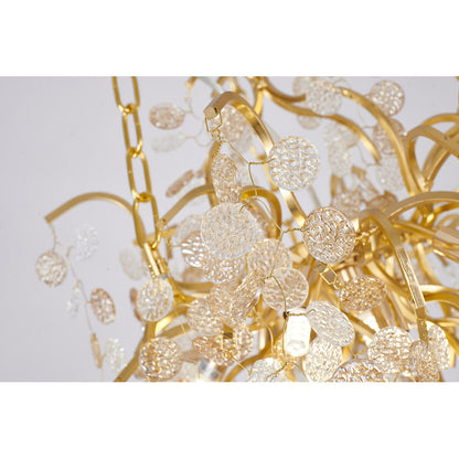 Gold Chandelier With Clear & Champagne Glass Hanging Petals