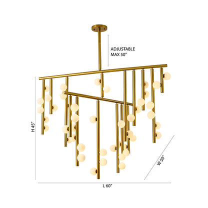 Satin Brass Chandelier With White Glass Ball Shades